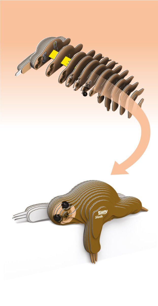 EUGY Sloth 3D cardboard model kit - box front