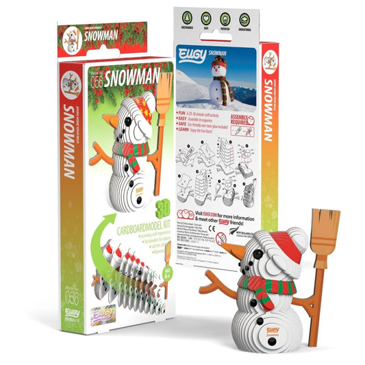 EUGY Snowman 3D cardboard model kit, eco-friendly assembled puzzle figure