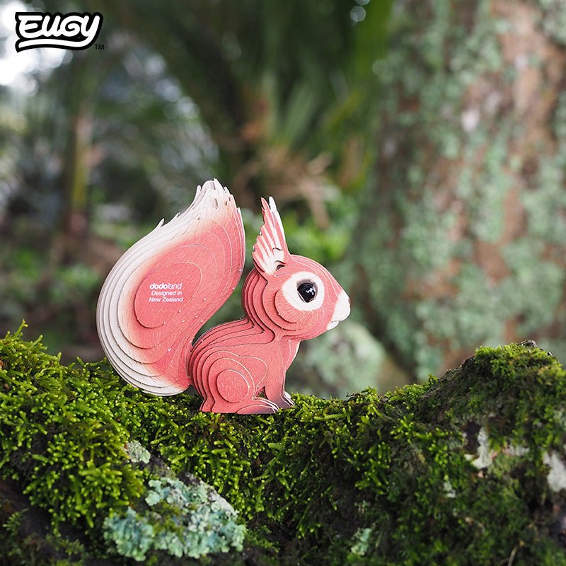 EUGY Squirrel 3D cardboard model kit - built model on display