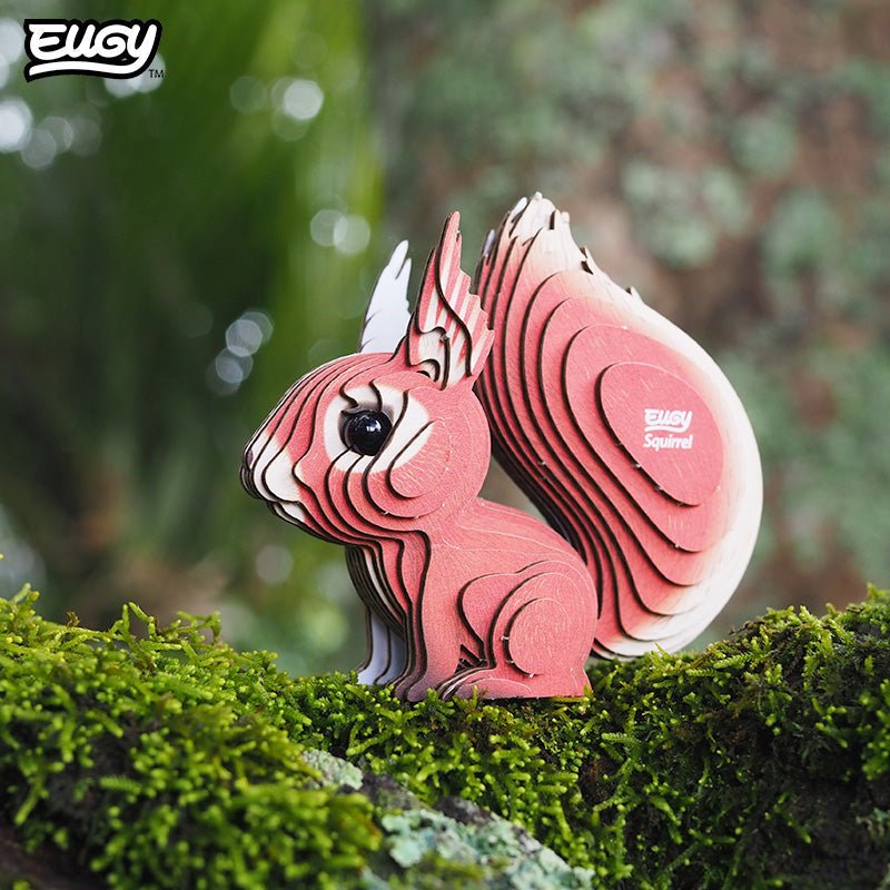 EUGY Squirrel 3D cardboard model kit - built model on display