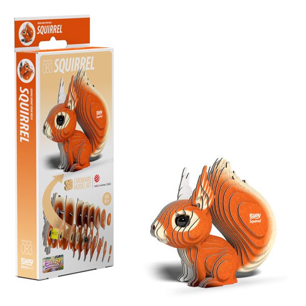 EUGY Squirrel 3D cardboard model kit, eco-friendly assembled puzzle figure