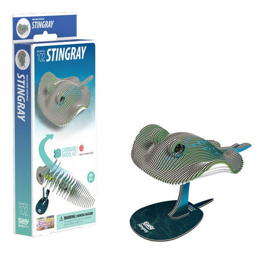 EUGY Stingray 3D cardboard model kit, eco-friendly assembled puzzle figure
