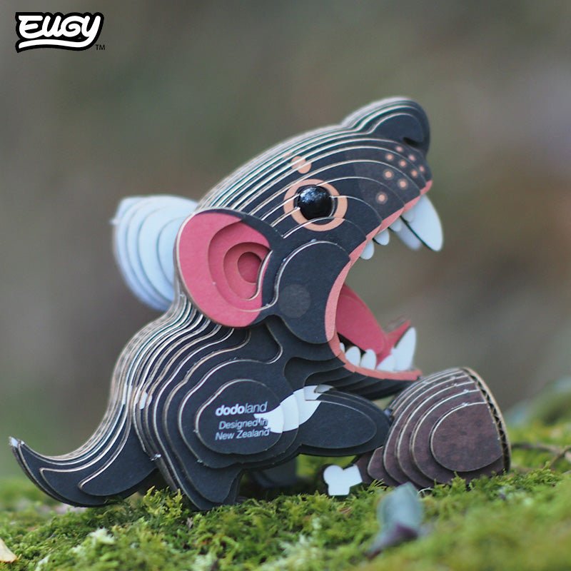 EUGY Tasmanian Devil 3D cardboard model kit - built model on display