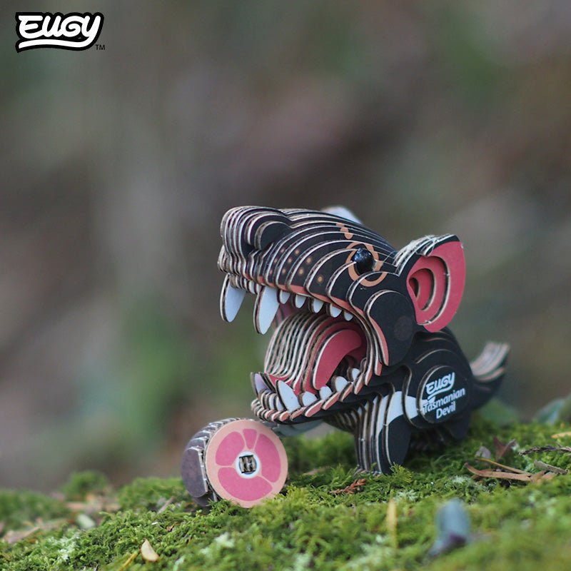 EUGY Tasmanian Devil 3D cardboard model kit - built model on display