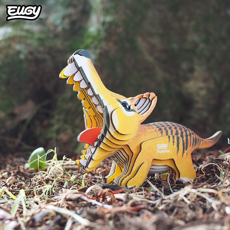 EUGY Tasmanian Tiger (Thylacine) 3D cardboard model kit - built model on display