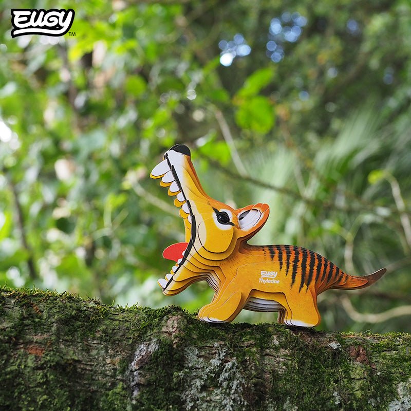 EUGY Tasmanian Tiger (Thylacine) 3D cardboard model kit - built model on display