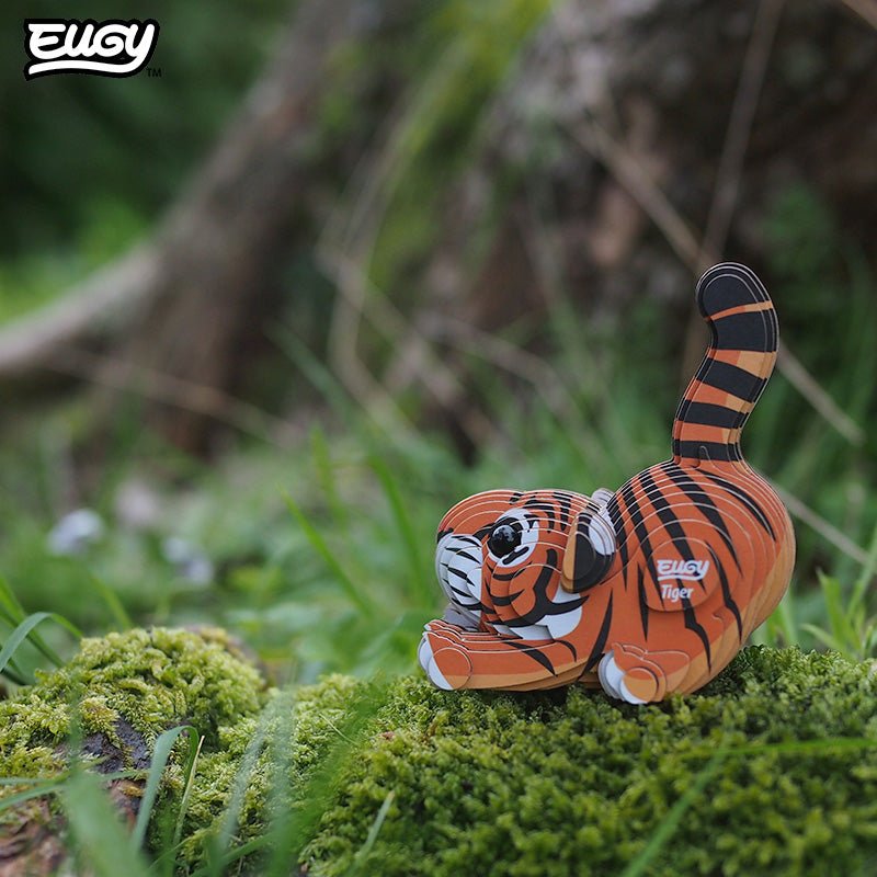 EUGY Tiger 3D cardboard model kit - built model on display