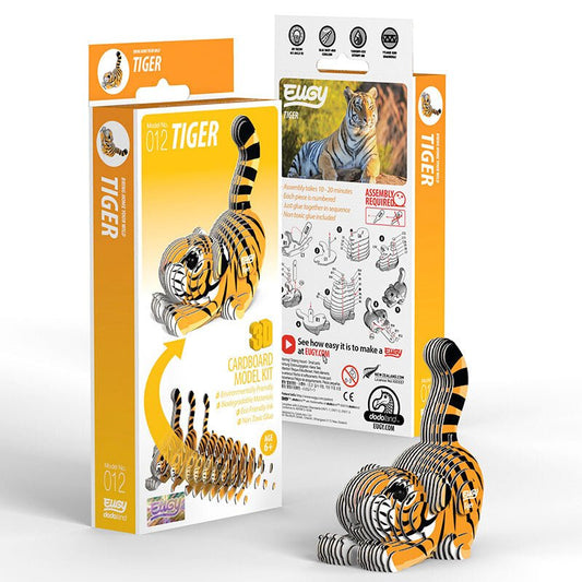 EUGY Tiger 3D cardboard model kit, eco-friendly assembled puzzle figure