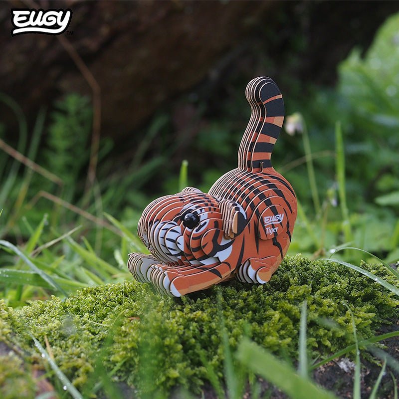 EUGY Tiger 3D cardboard model kit - built model on display