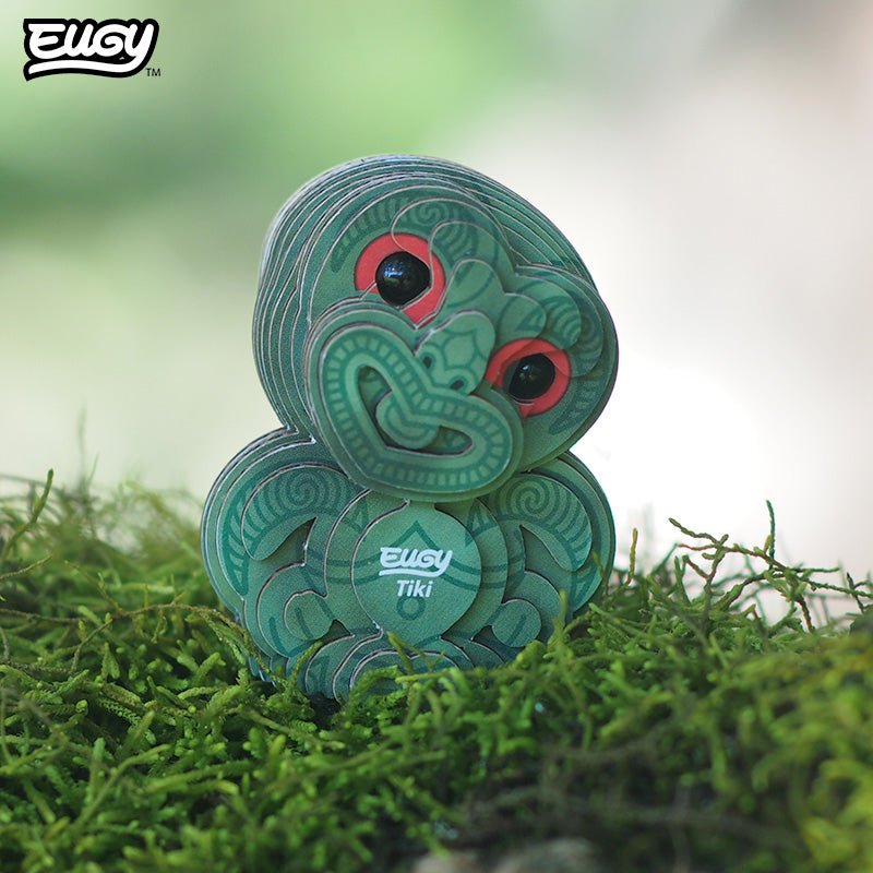 EUGY Tiki 3D cardboard model kit - built model on display