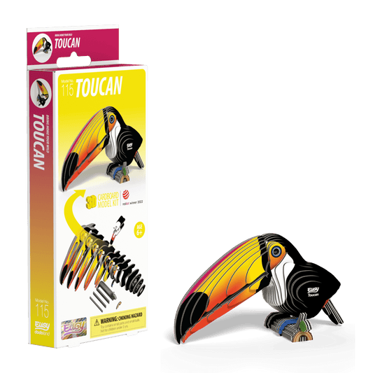 EUGY Toucan 3D cardboard model kit, eco-friendly assembled puzzle figure