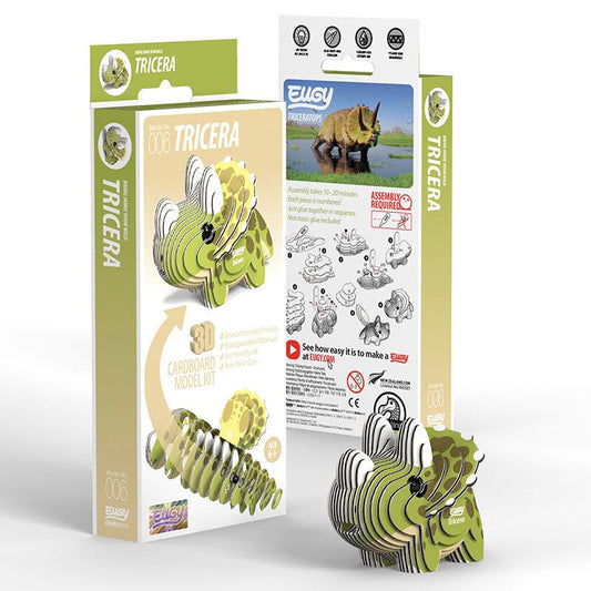 EUGY Tricera 3D cardboard model kit, eco-friendly assembled puzzle figure