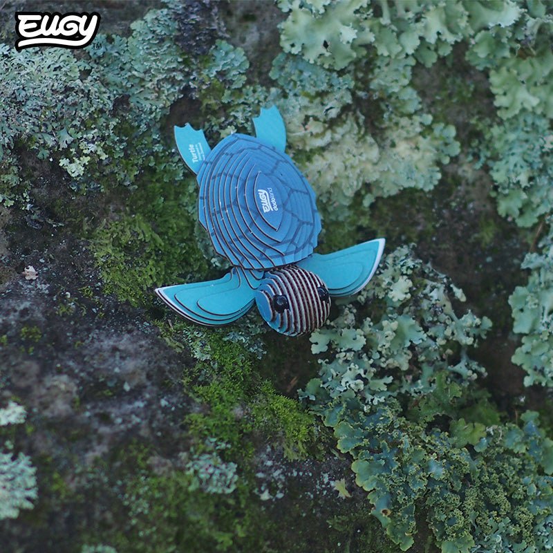 EUGY Turtle 3D cardboard model kit - built model on display