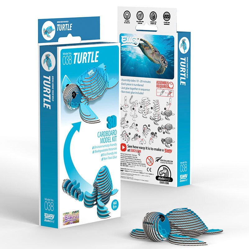 EUGY Turtle 3D cardboard model kit, eco-friendly assembled puzzle figure
