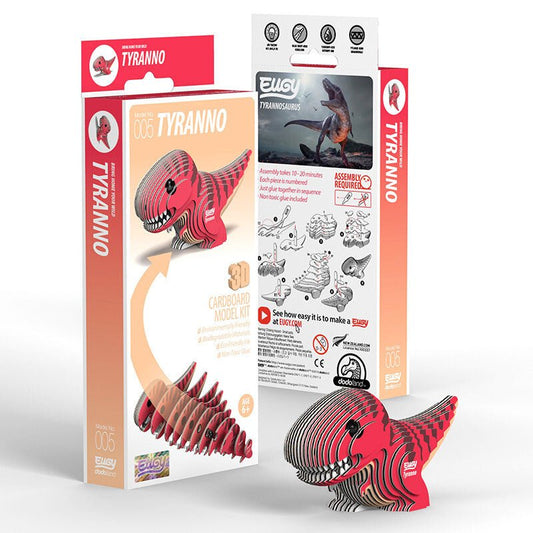 EUGY Tyranno 3D cardboard model kit, eco-friendly assembled puzzle figure