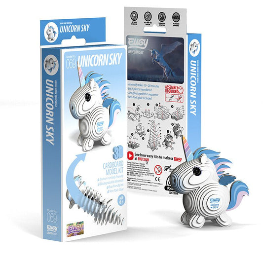EUGY Unicorn Sky 3D cardboard model kit, eco-friendly assembled puzzle figure