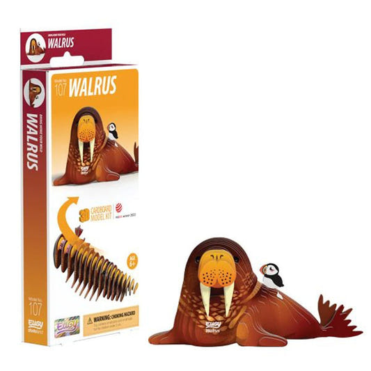 EUGY Walrus 3D cardboard model kit, eco-friendly assembled puzzle figure
