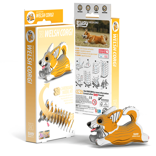EUGY Welsh Corgi 3D cardboard model kit, eco-friendly assembled puzzle figure