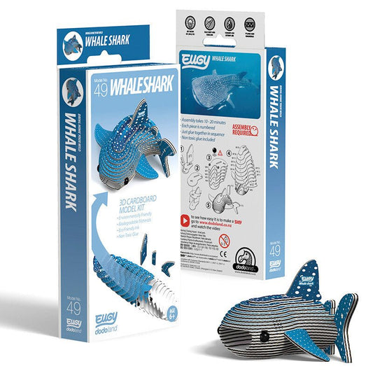 EUGY Whale Shark 3D cardboard model kit, eco-friendly assembled puzzle figure
