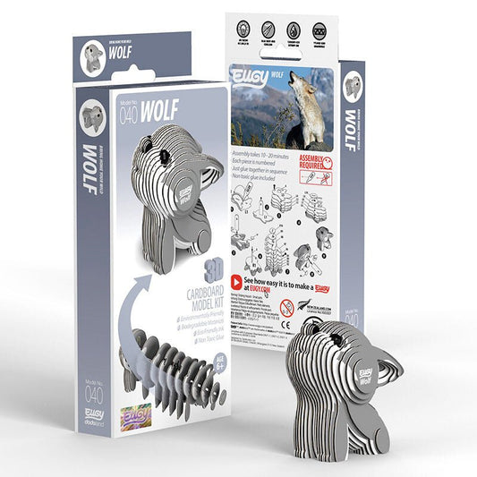 EUGY Wolf 3D cardboard model kit, eco-friendly assembled puzzle figure