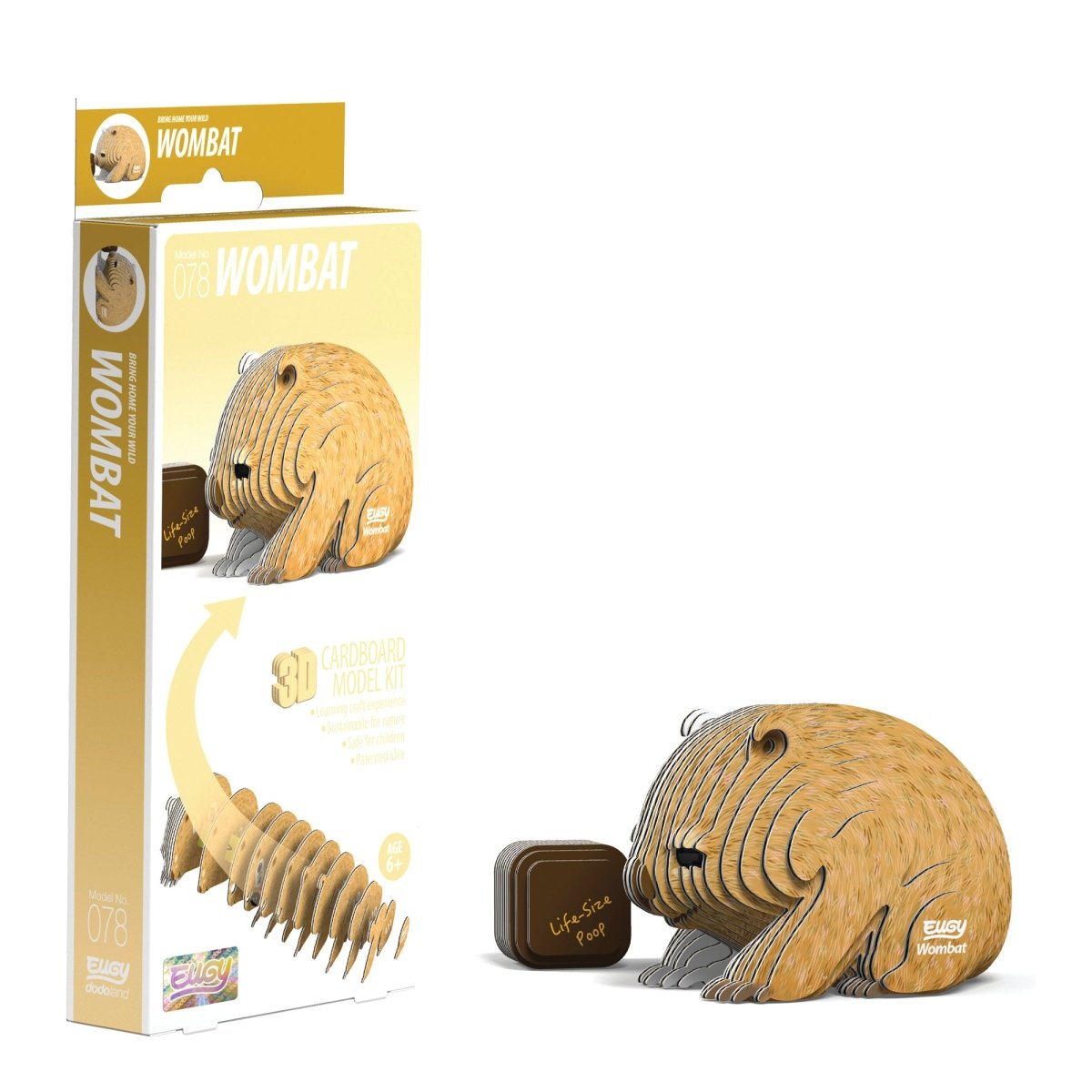 EUGY Wombat 3D cardboard model kit, eco-friendly assembled puzzle figure