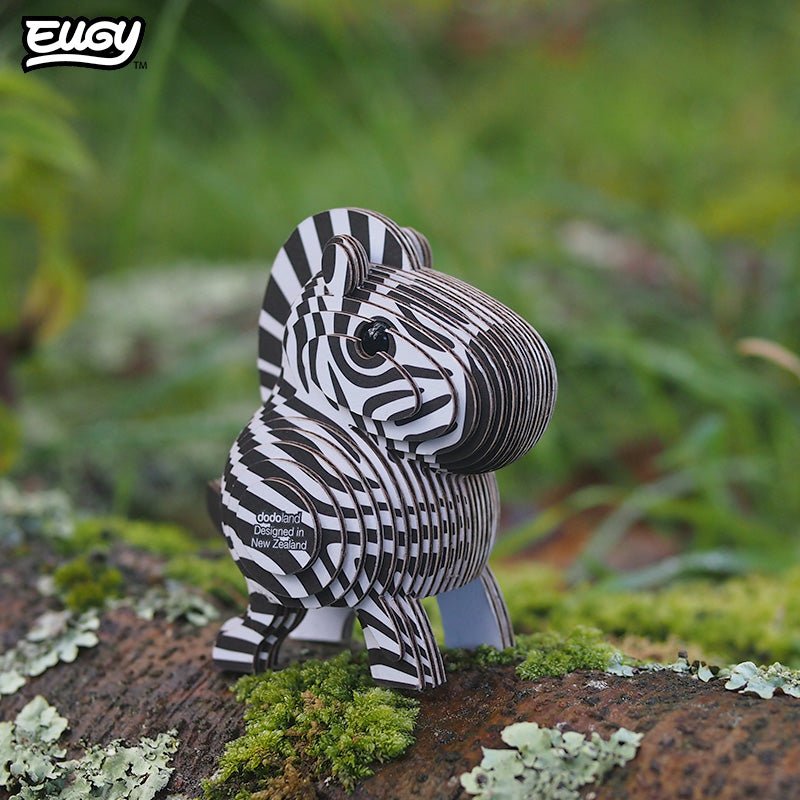 EUGY Zebra 3D cardboard model kit - built model on display