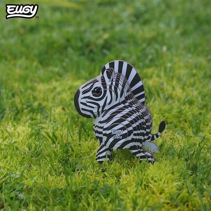EUGY Zebra 3D cardboard model kit - built model on display