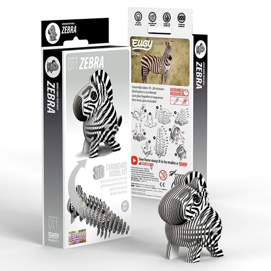 EUGY Zebra 3D cardboard model kit, eco-friendly assembled puzzle figure
