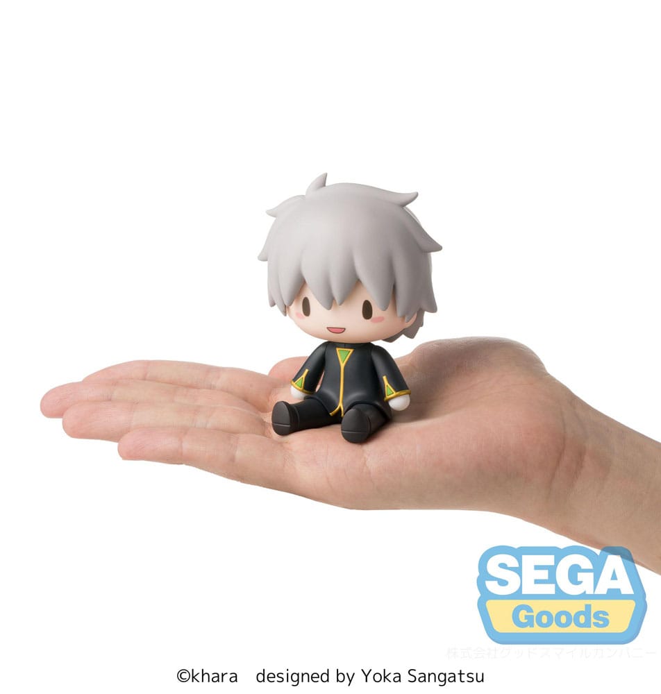 Evangelion Kaworu Commander Suit Fuwa Petit 8 cm figure sitting on a hand to show its size
