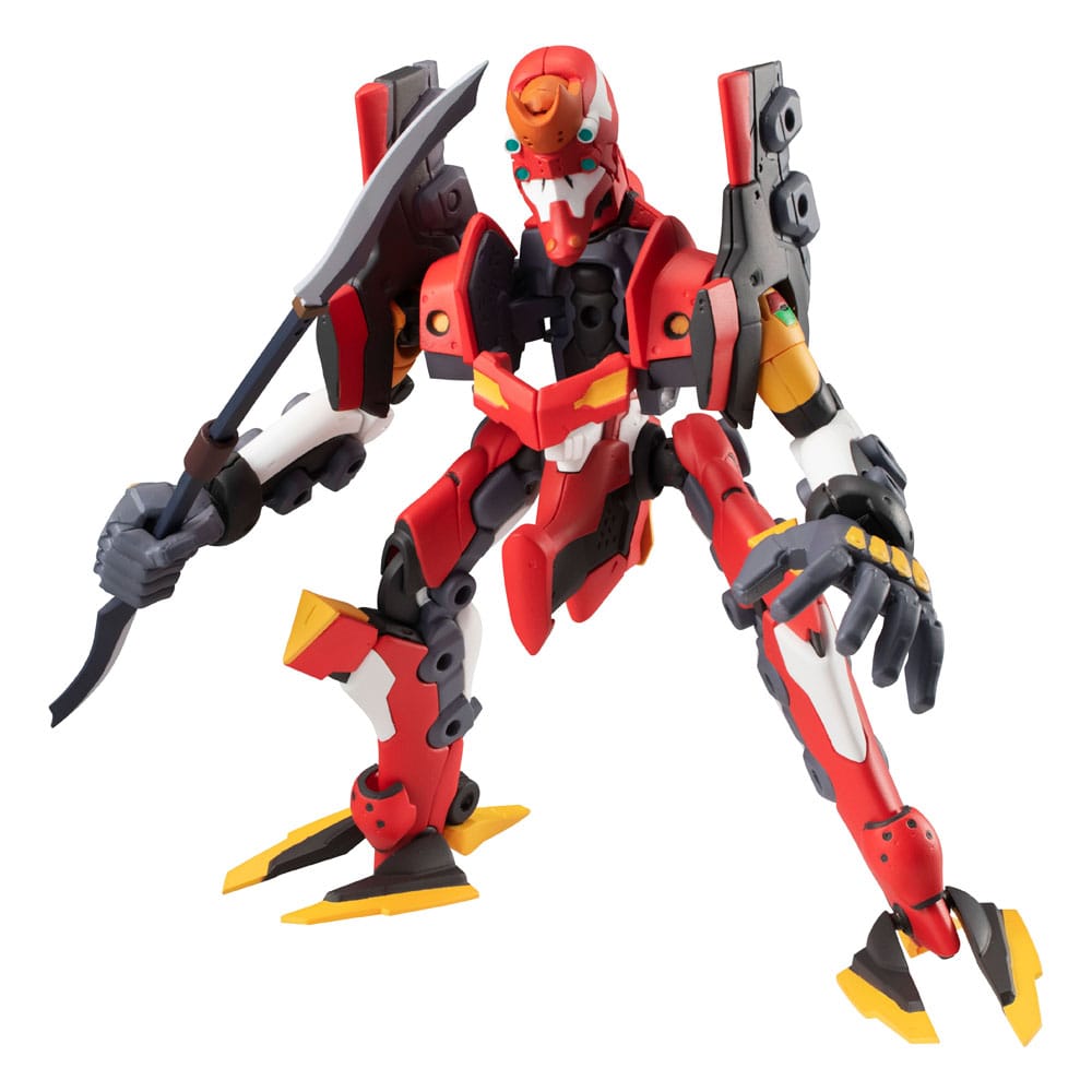 Megahouse Desktop Army Evangelion Unit-02 figure in an action pose holding a curved blade