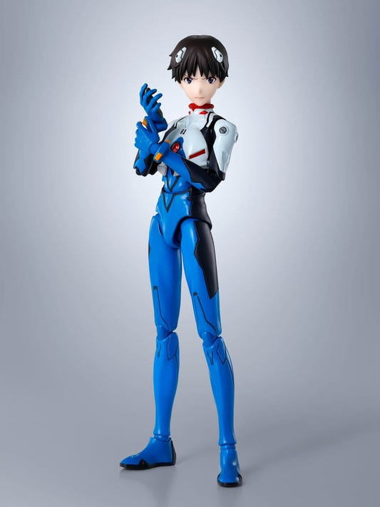Bandai S.H.Figuarts Shinji Ikari figure in blue plugsuit, front view