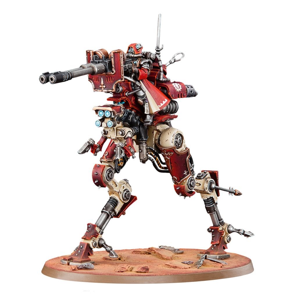 Painted Adeptus Mechanicus Ironstrider Ballistarius walker with twin cannons