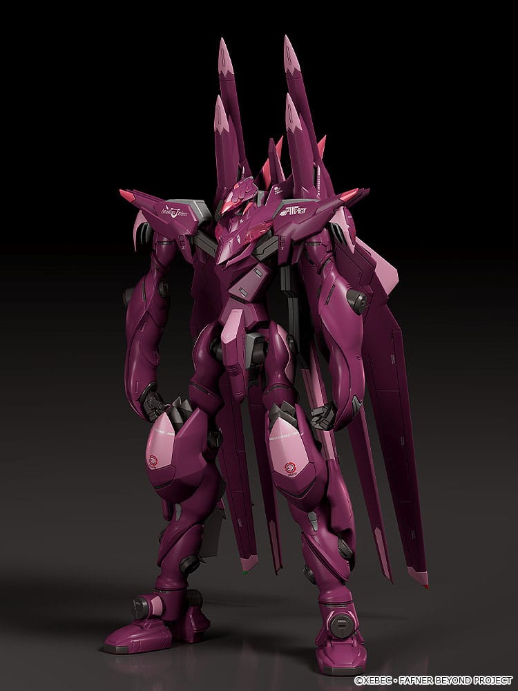 Assembled Moderoid Fafner Mark Sieben Kai Azrael kit standing on a dark backdrop