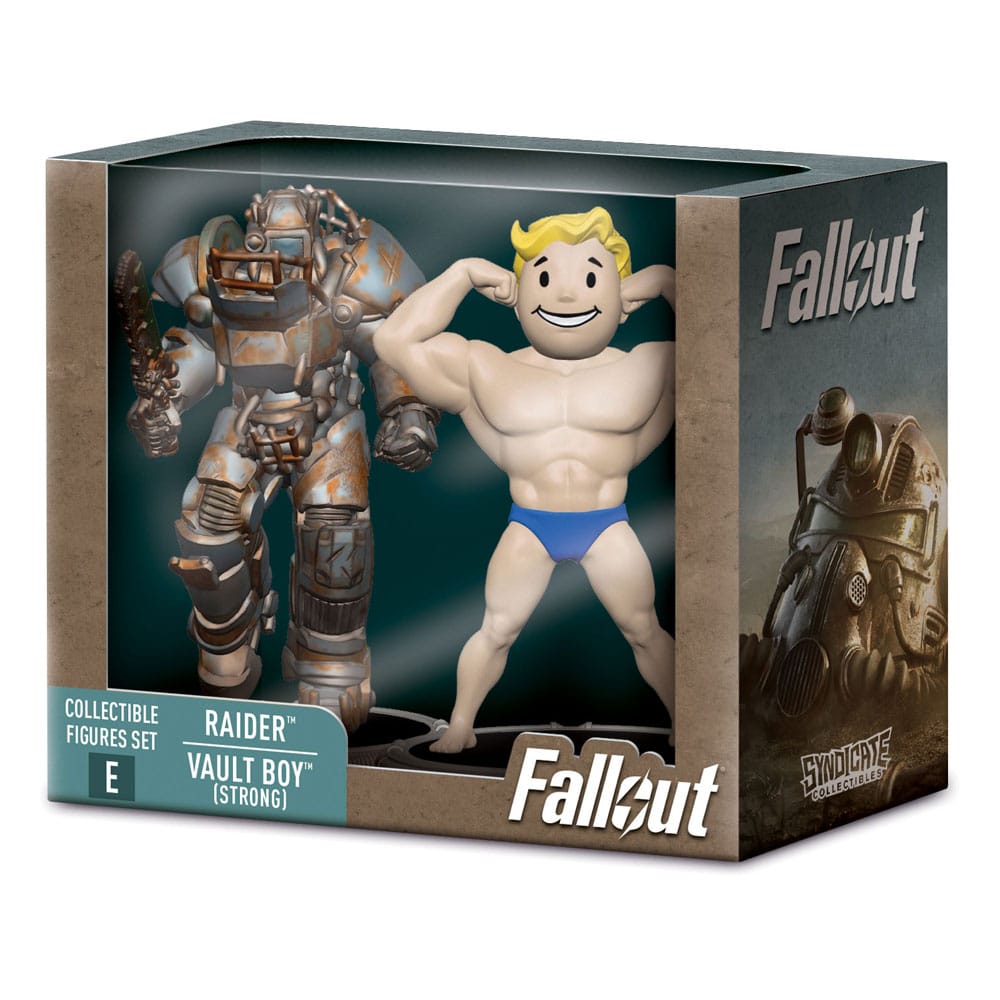 Fallout Mini Figures 2-Pack Raider and Vault Boy (Strong) in window box packaging