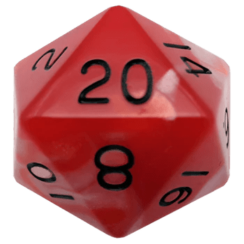 Fanroll - 35mm Mega Acrylic D20 - Red/White with Black Numbers - Loaded Dice