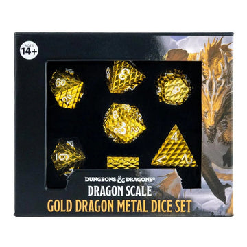 Fanroll - D&D Dragon Scale Metal Dice Set - Gold