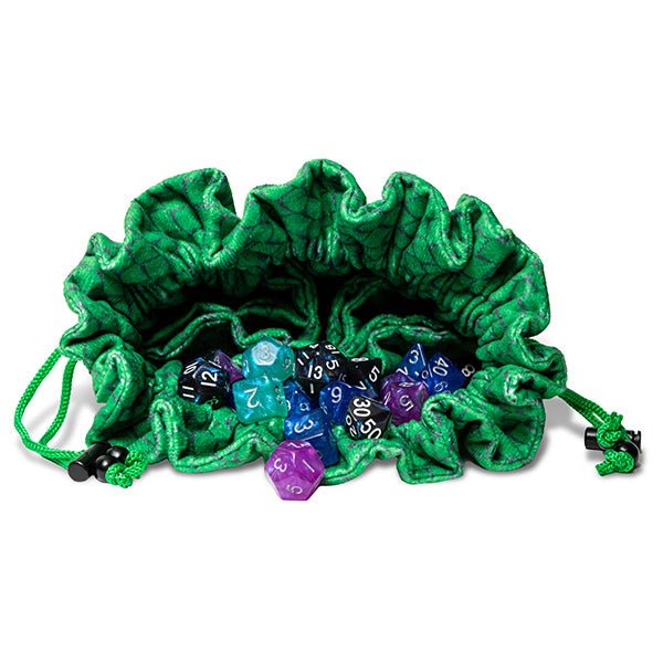 Fanroll - Dragon Storm Velvet Compartment Dice Bag - Green Dragon Scales - Loaded Dice
