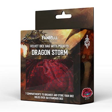 Fanroll - Dragon Storm Velvet Compartment Dice Bag - Red Dragon Scales - Loaded Dice