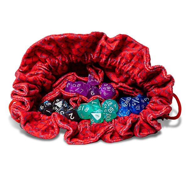 Fanroll - Dragon Storm Velvet Compartment Dice Bag - Red Dragon Scales - Loaded Dice