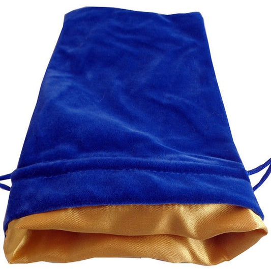 Fanroll - Large Velvet Dice Bag - Blue with Gold Satin - Loaded Dice