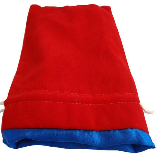 Fanroll - Large Velvet Dice Bag - Red w/ Blue Satin - Loaded Dice