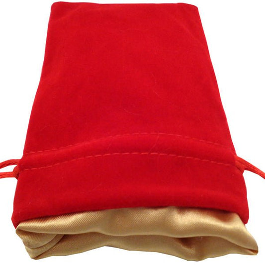 Fanroll - Small Velvet Dice Bag - Red with Gold Satin - Loaded Dice
