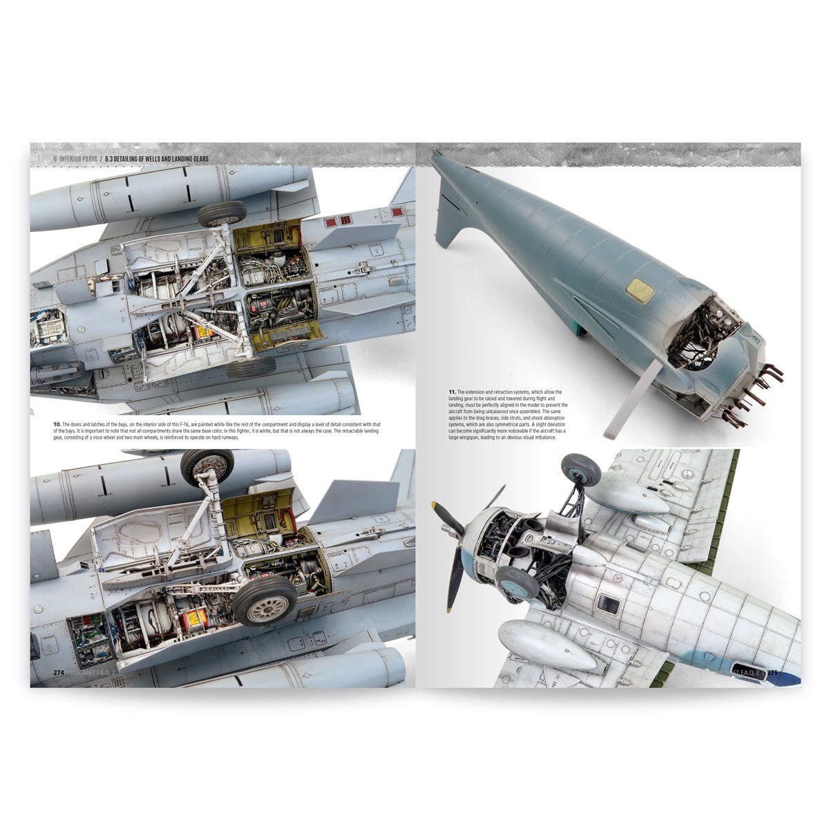 AK Aircraft FAQ 2 spread on detailing a natural metal fighter's exposed engine bay