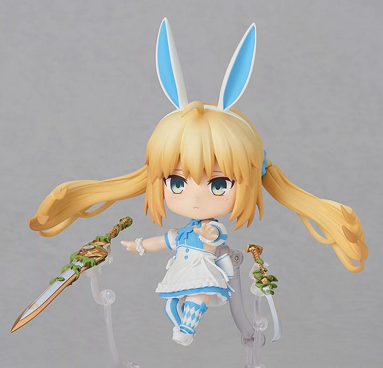 Altria Caster Nendoroid leaping forward holding a sword in each hand