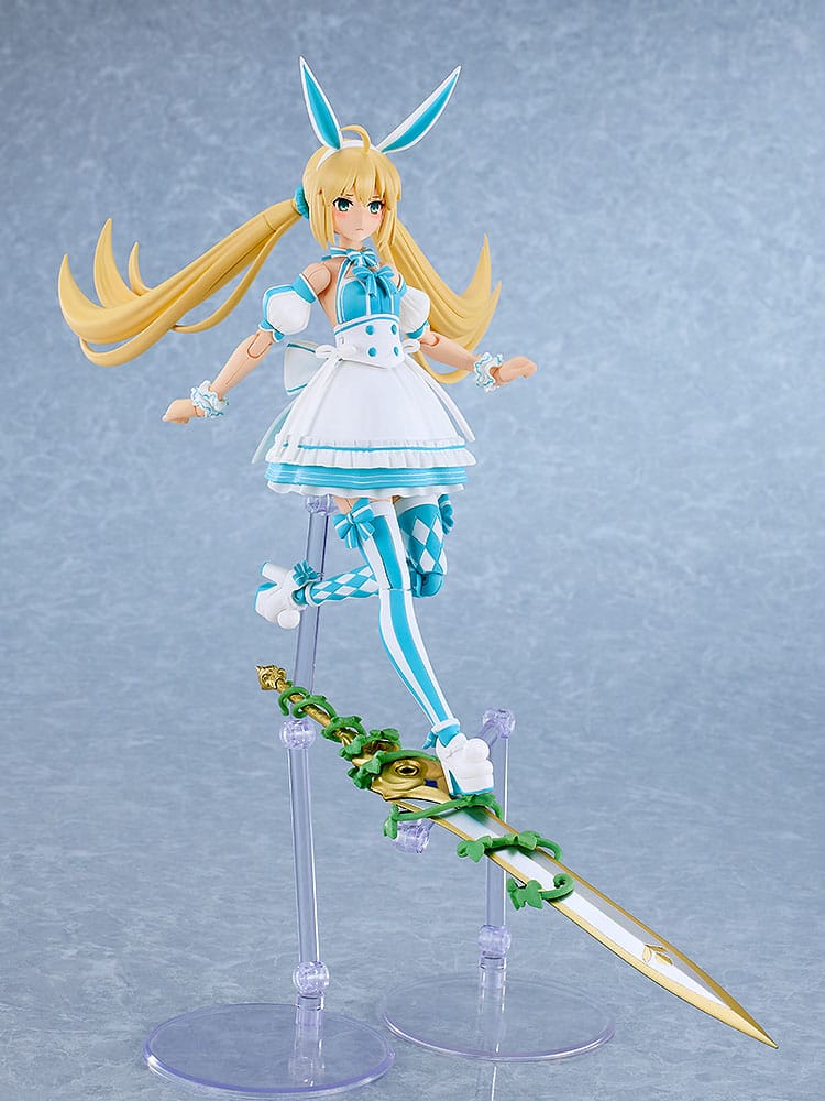 Altria Caster Plamatea kit mid-jump with long sword trailing below, side view