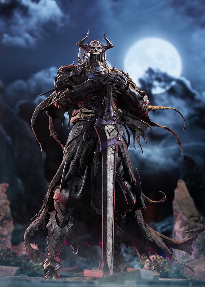 First Hassan figure with great sword under a moonlit sky backdrop, front view
