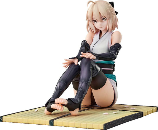 Good Smile Company 1/7 Okita Souji Final Ascension statue seated on tatami mat base, front view