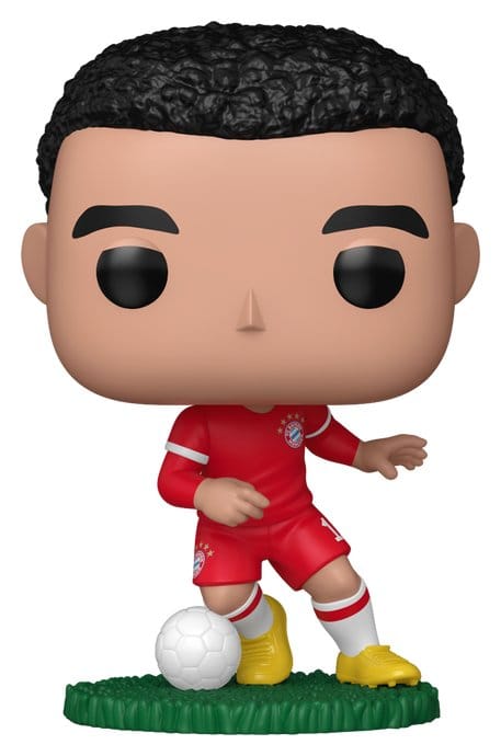 Funko POP! Football Jamal Musiala vinyl figure in red FC Bayern Munich kit with football