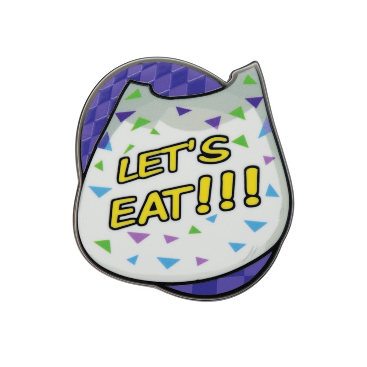 Five Nights at Freddy's Let's Eat!!! bib-shaped enamel pin badge with confetti design