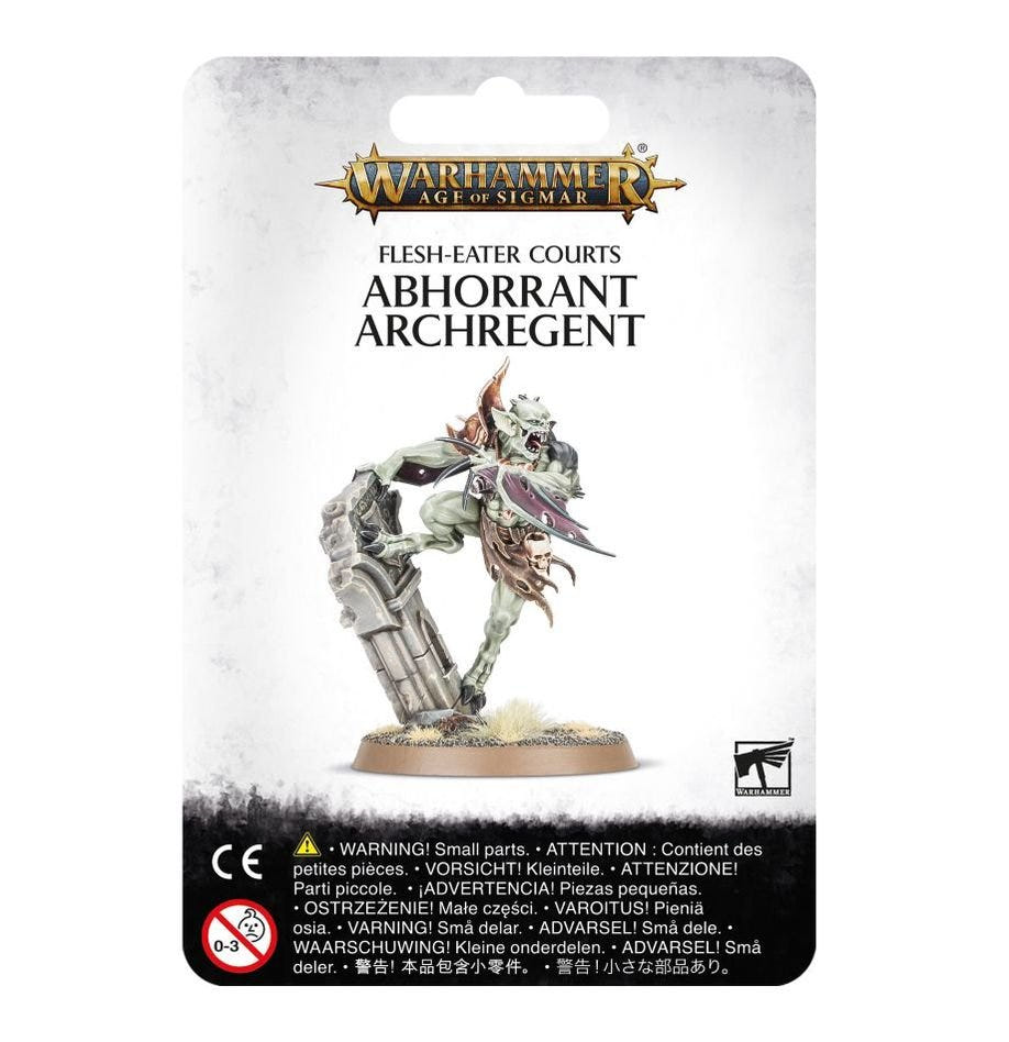 Games Workshop Flesh-Eater Courts Abhorrant Archregent blister pack with painted model on the card